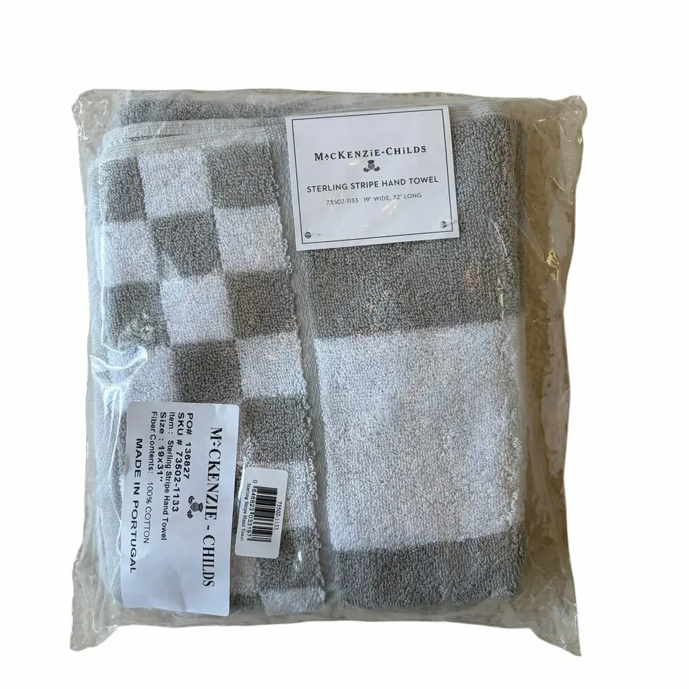 Mackenzie Childs Sterling Stripe Hand Towel 19x32 NEW